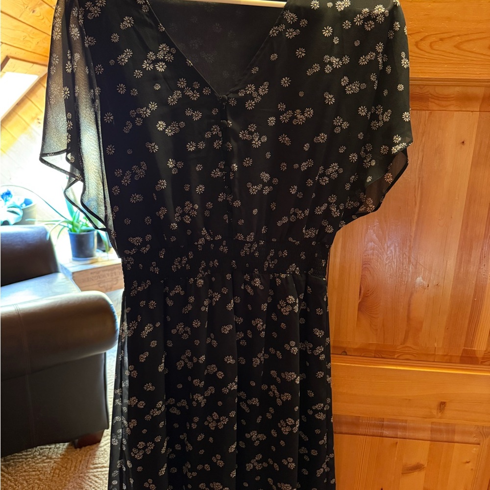 Reitmans Black Dress with White Floral Print